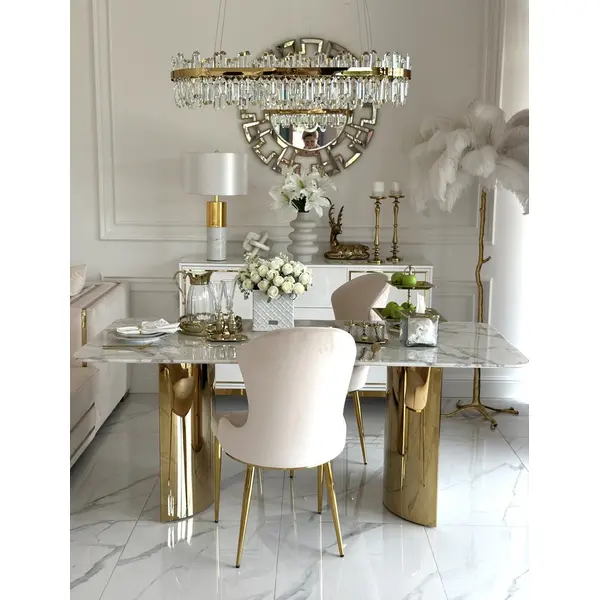 Crystal chandelier, glamor, gold, oblong, designer, exclusive in a modern style, pendant lamp above the table BULGARI L 100cm