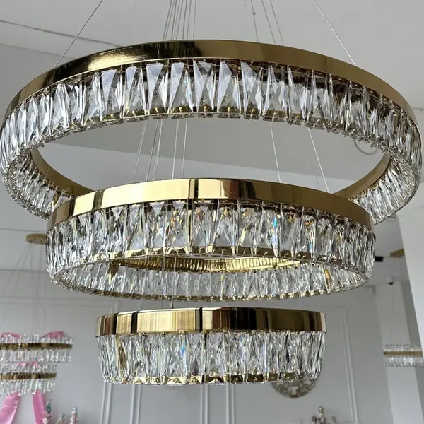 Crystal chandelier, gold, designer, exclusive in a modern style, ring, hanging lamp BELLINI XL