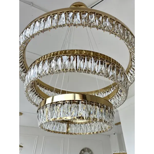 Crystal chandelier, gold, designer, exclusive in a modern style, ring, hanging lamp BELLINI XL