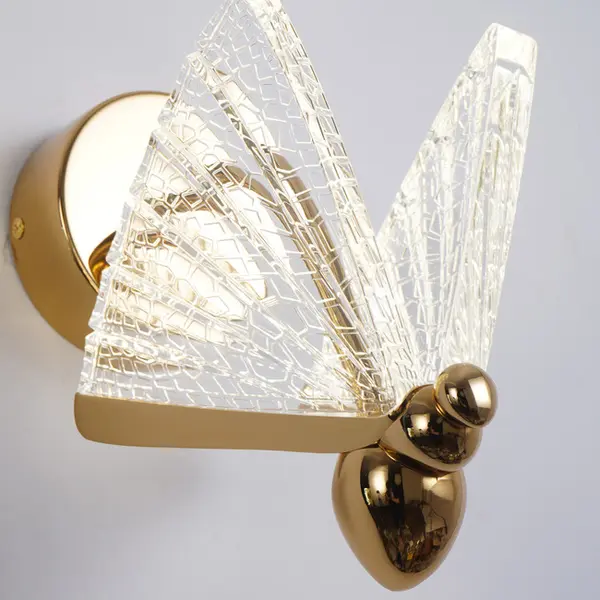 Kinkiet złoty nowoczesny, Lampa ścienna glamour MOTYL