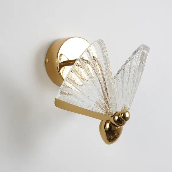 Kinkiet złoty nowoczesny, Lampa ścienna glamour MOTYL
