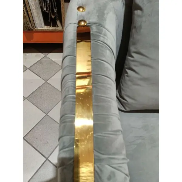 MADONNA elegant and modern grey gold glamour New York-style upholstered sofa for living room OUTLET