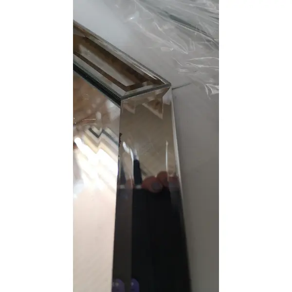 Lustro geometryczne RARE SILVER glamour w srebrnej ramie, 80x100 OUTLET