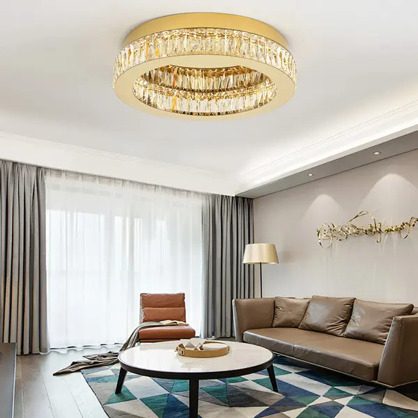 Plafon kryształowy złoty, lampa sufitowa glamour nowoczesna CRYSTAL 50 cm