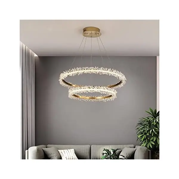 BRINA XL glamor crystal chandelier, gold, designer, exclusive in a modern style, two-story round hanging lamp