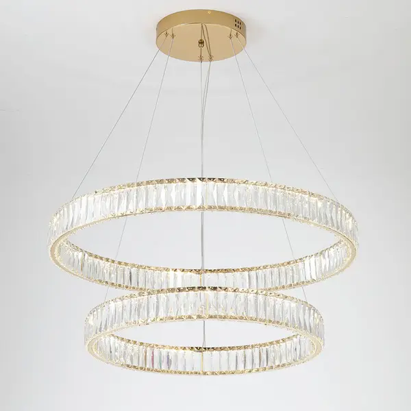 Crystal chandelier CRYSTAL L gold, glamour, exclusive, modern two-level ring