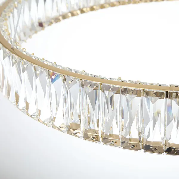 Żyrandol kryształowy złoty ring nowoczesny glamour okrągły CRYSTAL