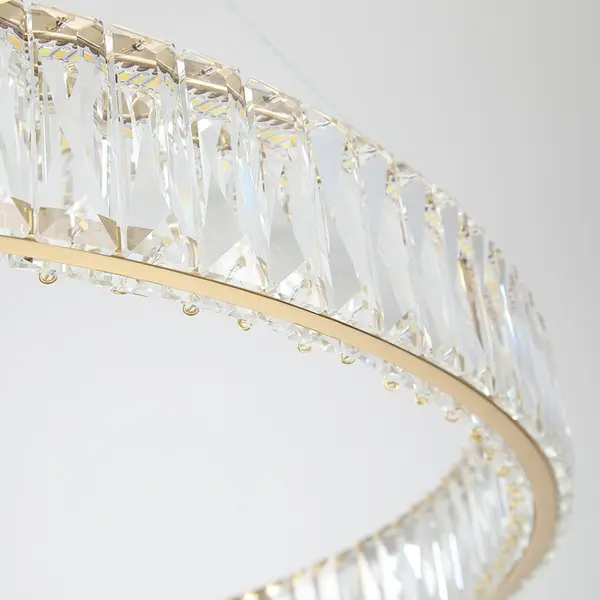 Żyrandol kryształowy złoty ring nowoczesny glamour okrągły CRYSTAL