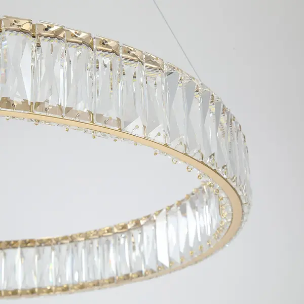 Żyrandol kryształowy złoty ring nowoczesny glamour okrągły CRYSTAL