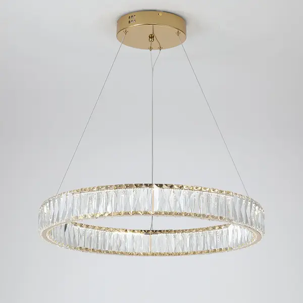 Żyrandol kryształowy złoty ring nowoczesny glamour okrągły CRYSTAL