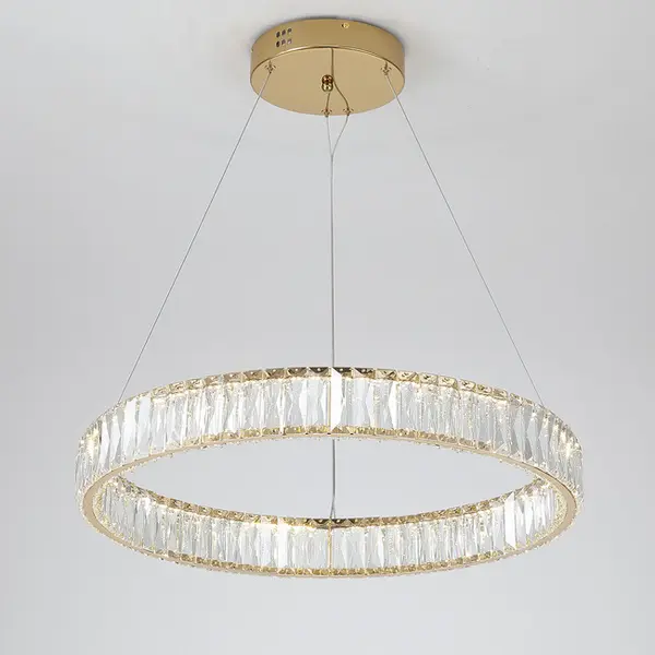 Żyrandol kryształowy złoty ring nowoczesny glamour okrągły CRYSTAL