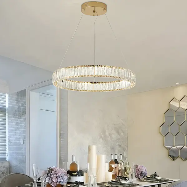 Żyrandol kryształowy CRYSTAL złoty, glamour, ekskluzywny, nowoczesny ring