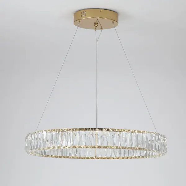 Żyrandol kryształowy CRYSTAL złoty, glamour, ekskluzywny, nowoczesny ring