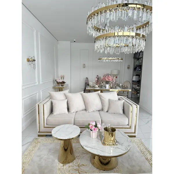 Żyrandol kryształowy złoty dwupoziomowy nowoczesny glamour BULGARI XL