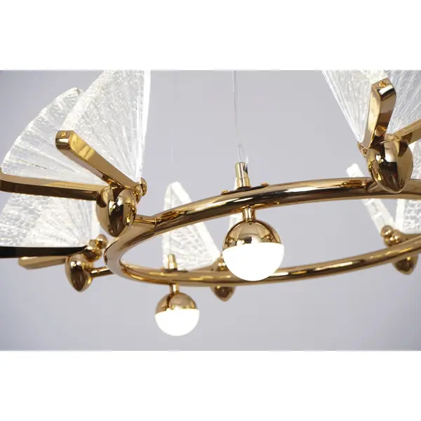Crystal chandelier MOTYL glamour, gold, designer, exclusive in a modern style, round pendant lamp