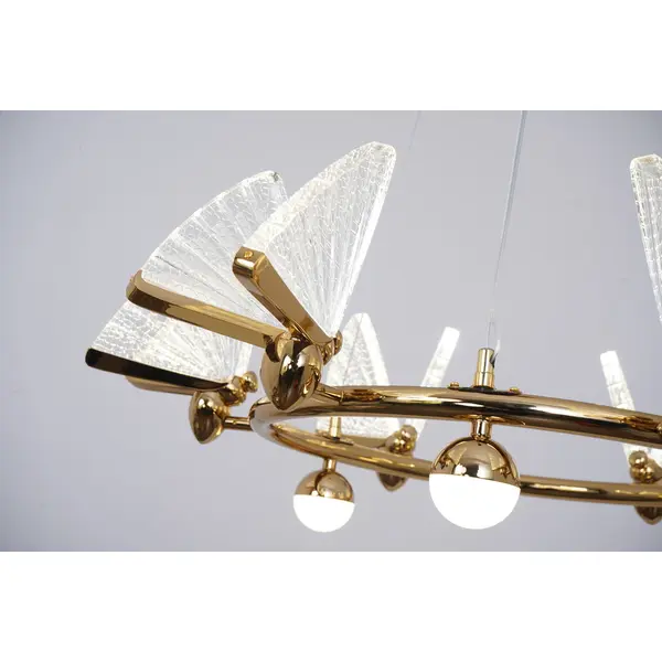 Crystal chandelier MOTYL glamour, gold, designer, exclusive in a modern style, round pendant lamp