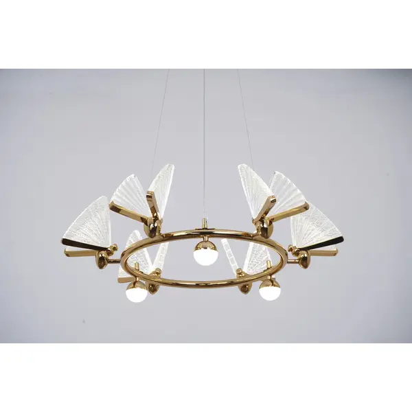 Crystal chandelier MOTYL glamour, gold, designer, exclusive in a modern style, round pendant lamp
