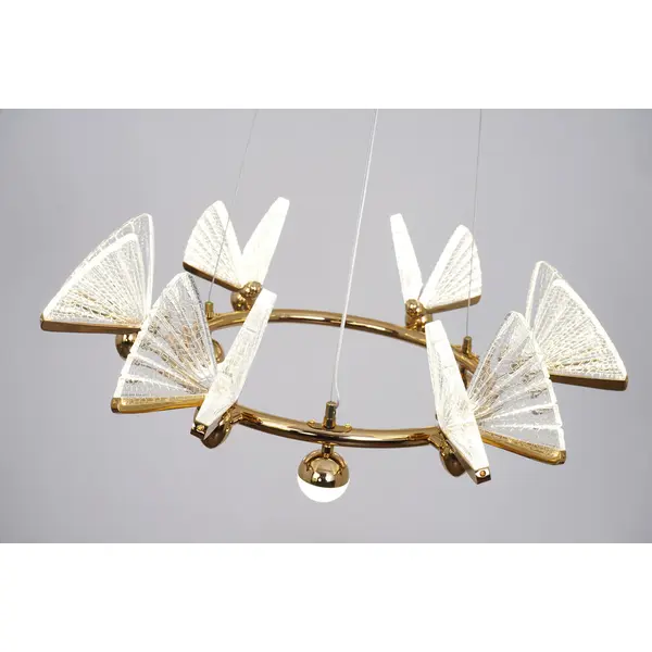 Crystal chandelier MOTYL glamour, gold, designer, exclusive in a modern style, round pendant lamp