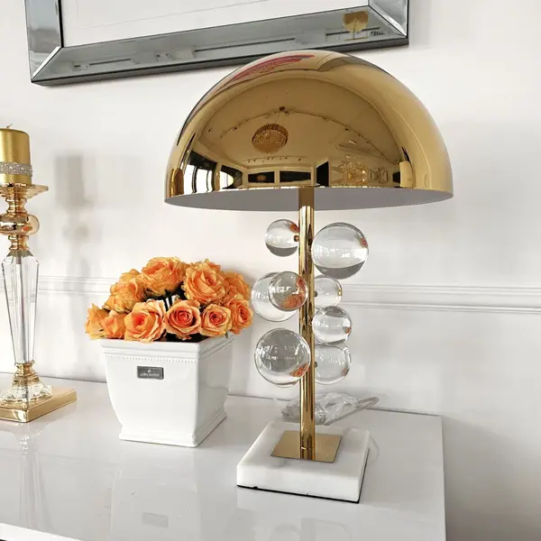 Lampa stołowa glamour, ekskluzywna, designerska, nowoczesna, art deco, złota AZURRA