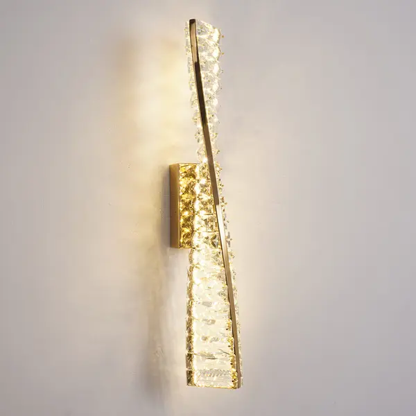Kinkiet kryształowy złoty nowoczesny, designerska lampa ścienna glamour CRYSTAL