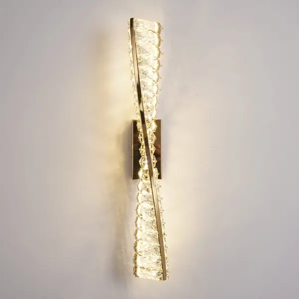 Kinkiet kryształowy złoty nowoczesny, designerska lampa ścienna glamour CRYSTAL
