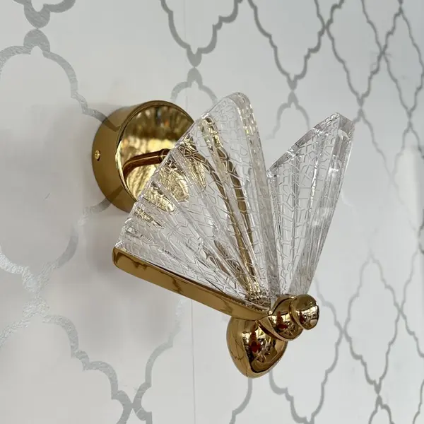 Kinkiet złoty nowoczesny, Lampa ścienna glamour MOTYL