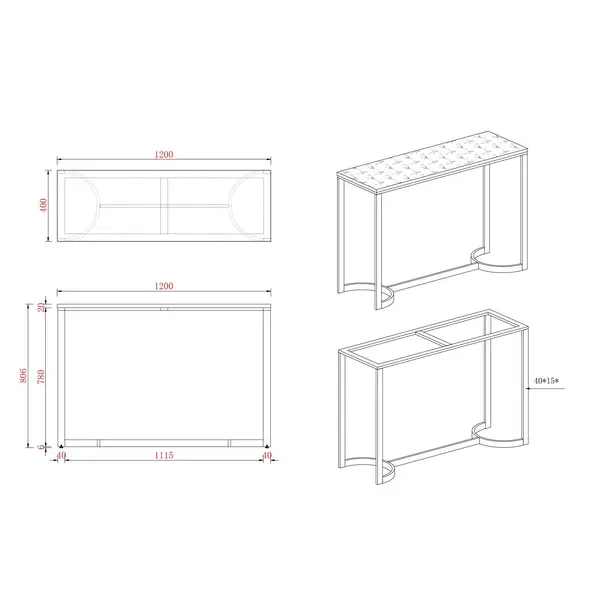 Konsola glamour, nowoczesna, złota biały marmur LOLA