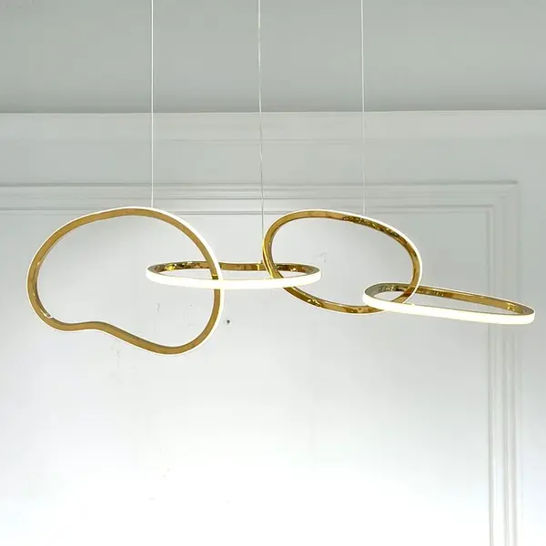 GALASSIA XL round glamorous led lamp with shiny rings, adjustable, modern, loft for living room gold