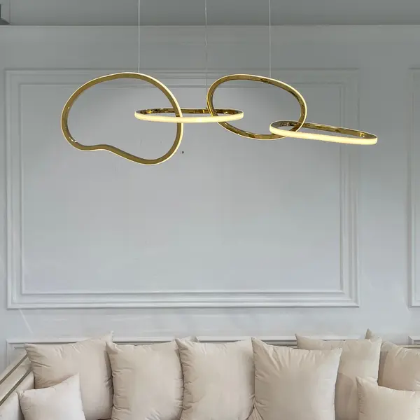 GALASSIA XL round glamorous led lamp with shiny rings, adjustable, modern, loft for living room gold