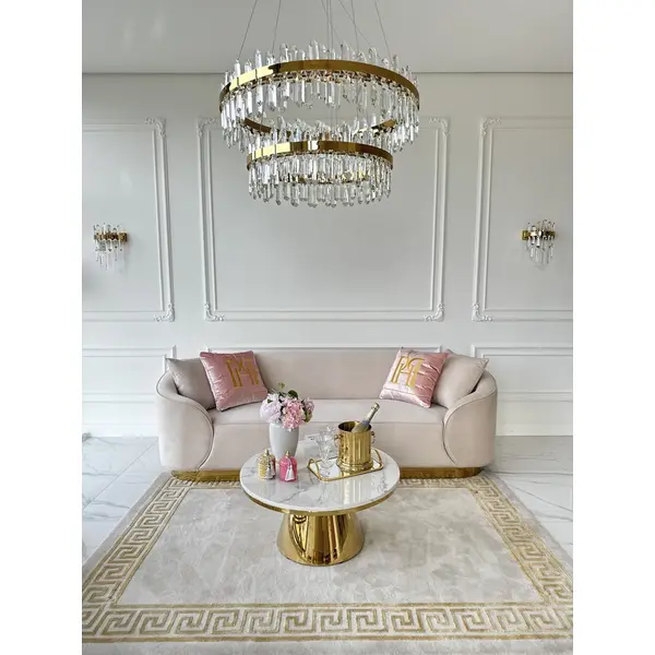 Glamorous sofa exclusive for living room, beige gold FLORENCE