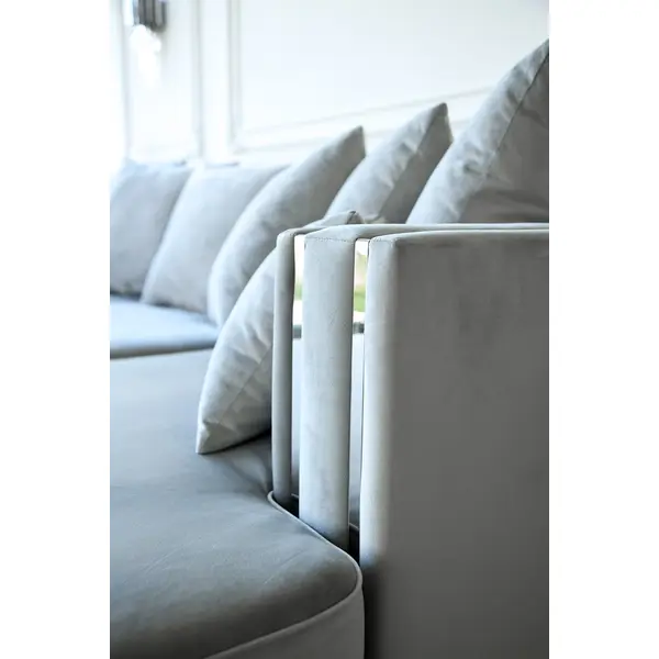 Luksusowy narożnik z funkcją spania na srebrnej nodze szary MONACO