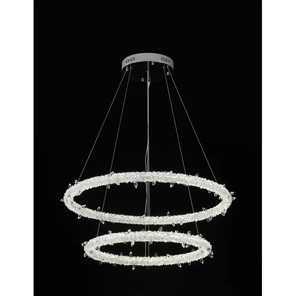 Glamorous ICE M crystal LED ceiling chandelier, round, modern silver