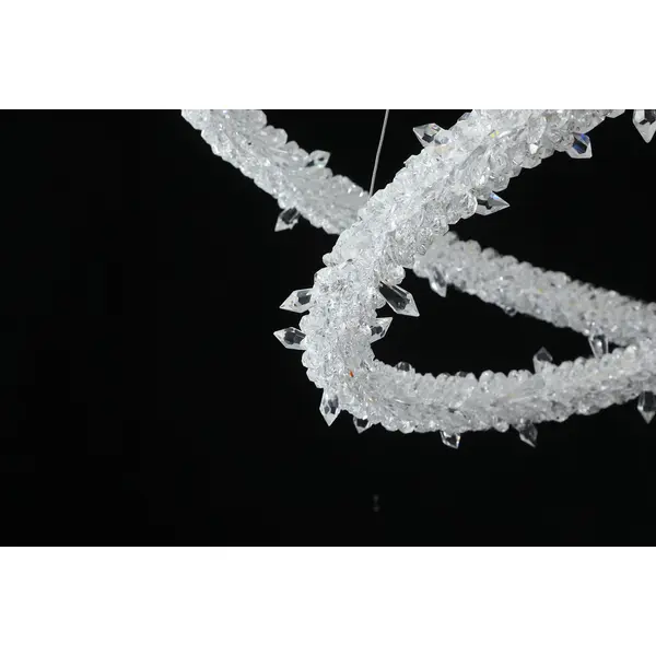 Glamorous ICE M crystal LED ceiling chandelier, round, modern silver