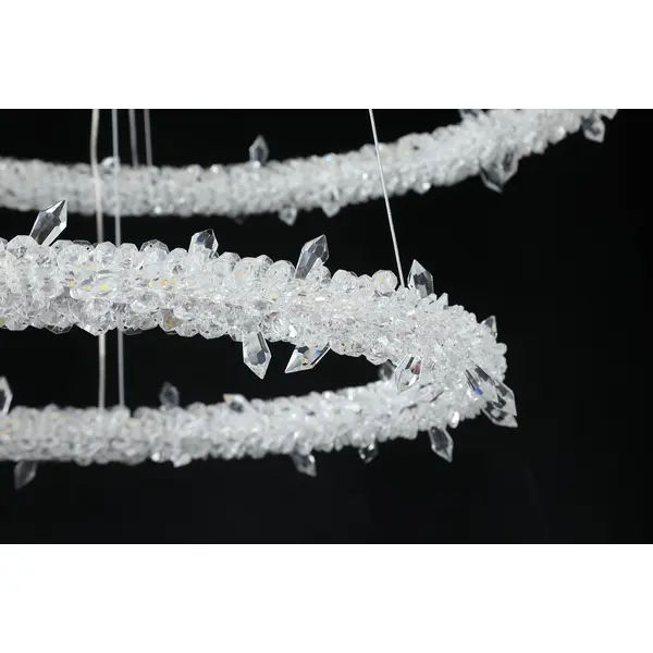 Glamorous ICE M crystal LED ceiling chandelier, round, modern silver