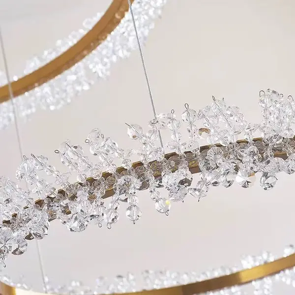 BRINA XL glamor crystal chandelier, gold, designer, exclusive in a modern style, two-story round hanging lamp