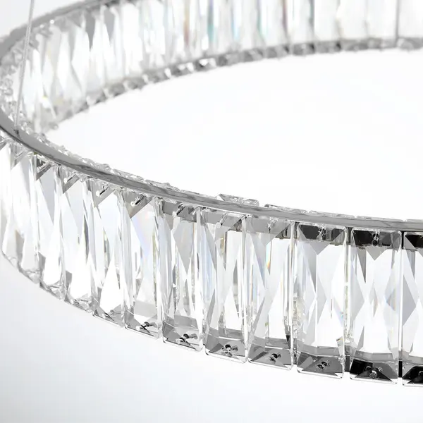 CRYSTAL L crystal chandelier, silver, glamorous, exclusive, modern two-level ring