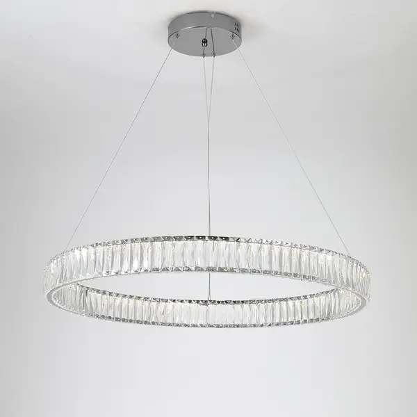 Żyrandol kryształowy CRYSTAL srebrny, glamour, ekskluzywny, nowoczesny ring