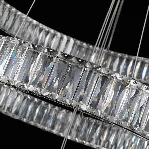 Żyrandol kryształowy srebrny nowoczesny ring 80 60 40 cm CRYSTAL XL