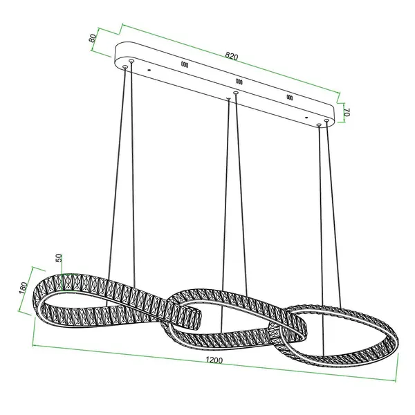 Żyrandol kryształowy złoty nowoczesny, duża podłużna lampa wisząca nad stół LILIBET L