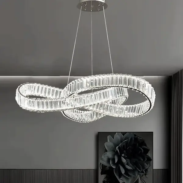 Żyrandol kryształowy nowoczesny srebrny glamour LILIBET M