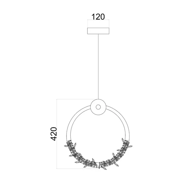 Lampa wisząca kryształowa złota glamour, pojedynczy designerski okrągły zwis nad wyspę MOON