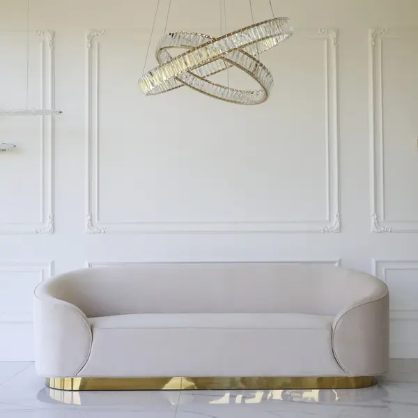 Glamorous sofa exclusive for living room, beige gold FLORENCE