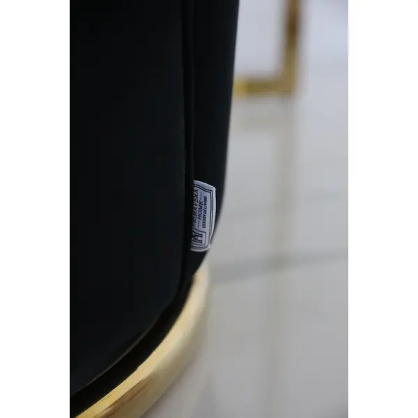 Designerski Fotel,  welwetowy, czarny, złoty FLOWER