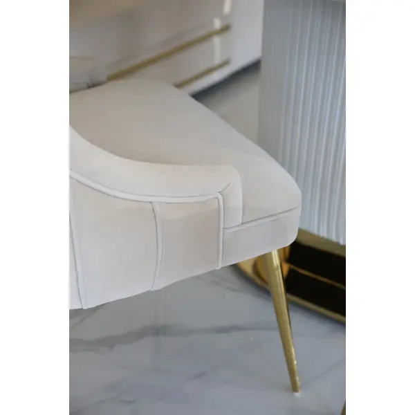 Exclusive glamor dining chair, straight legs, beige, gold DIANA