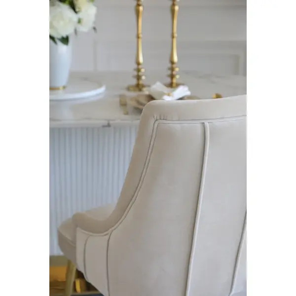 Exclusive glamor dining chair, straight legs, beige, gold DIANA