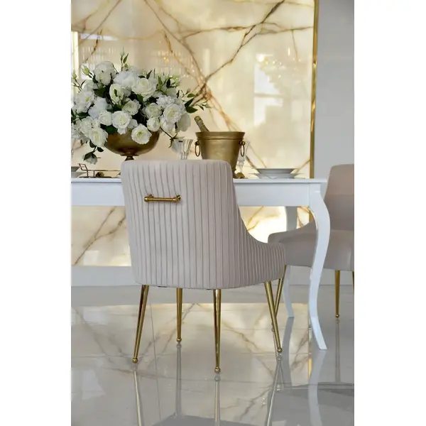 Stylish ELENA GLAMOR dining table, bent white legs
