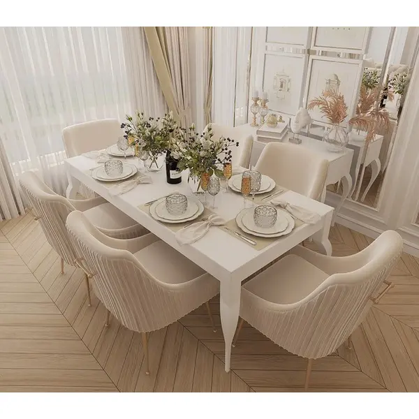 Ekskluzywny biały stół rozkładany do jadalni glamour ELENA OUTLET