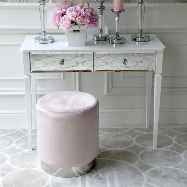 Konsola glamour lustrzana ELEGANCE, toaletka nowojorska z szufladami, biała