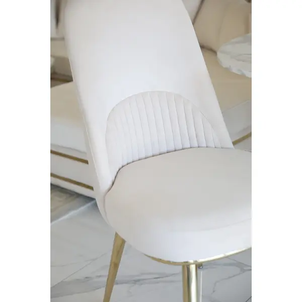 Glamor chair, modern, upholstered, designer, for the dining room, for the dressing table, beige gold SAVOY