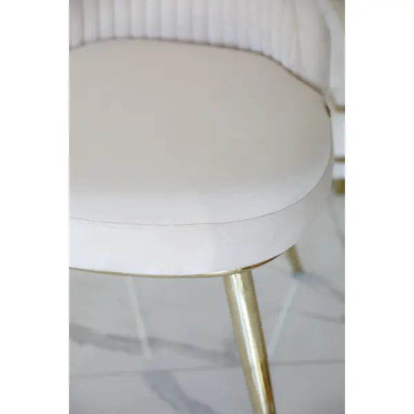 Glamor chair, modern, upholstered, designer, for the dining room, for the dressing table, beige gold SAVOY